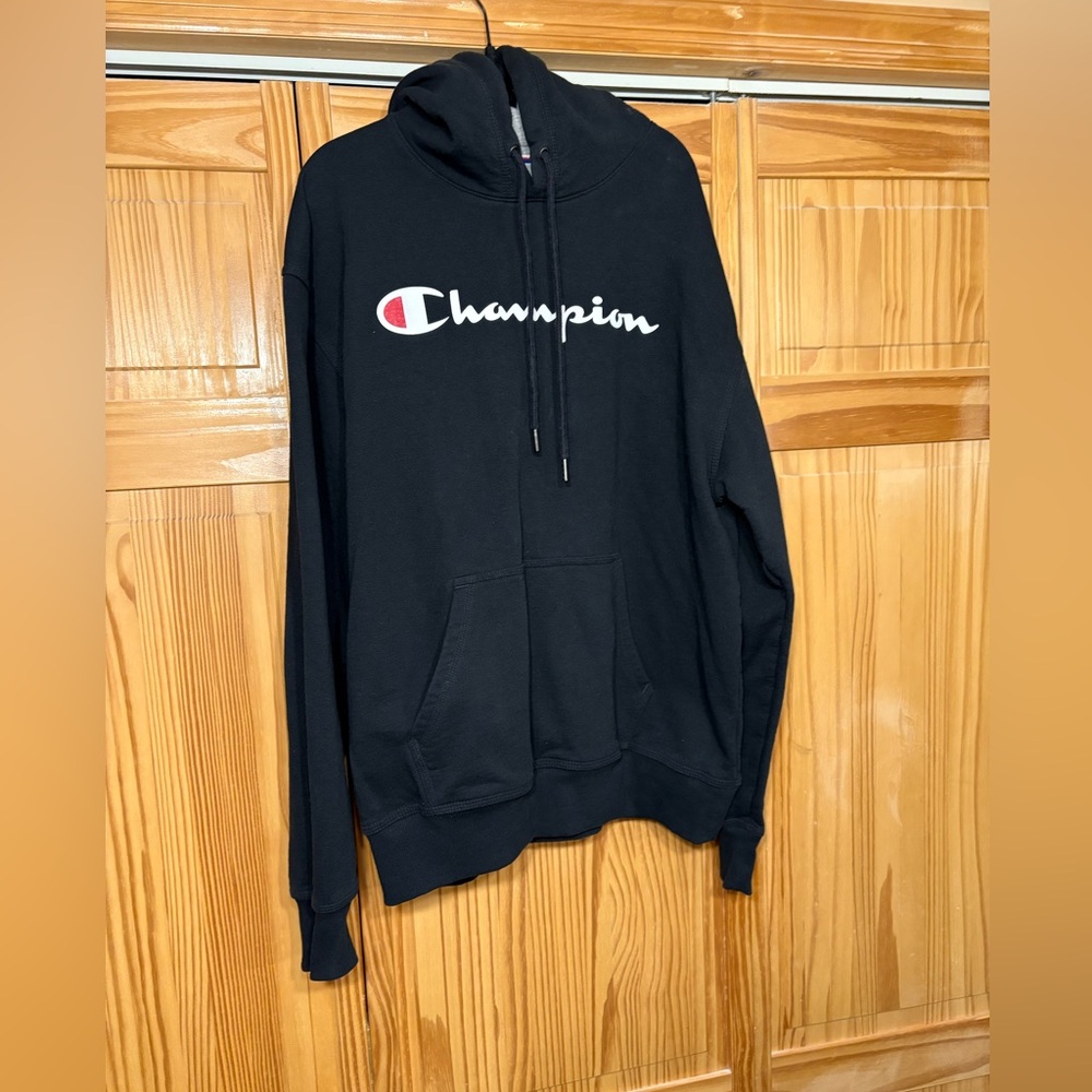 Champion Hoodie with Logo-Black-Men’s Large